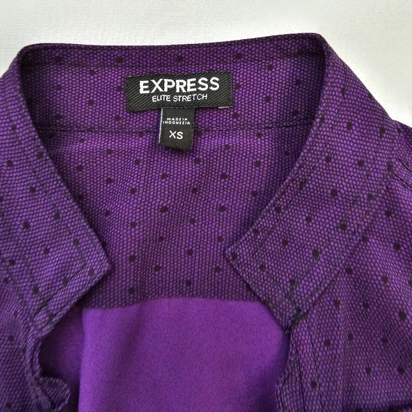 EXPRESS Women's V-Neck Short Sleeve Blouses Purple Blue Size XS - Picture 12 of 17